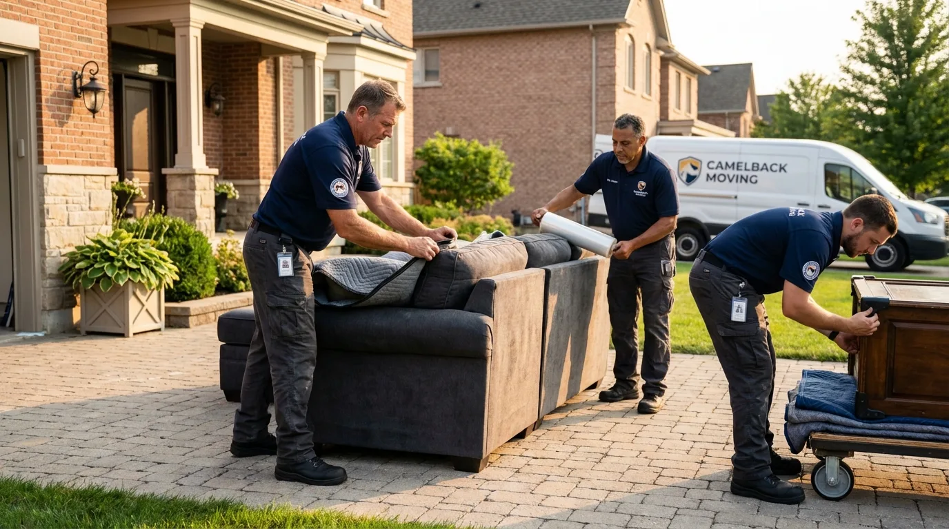 Large estate moving crew wrapping furniture in Electric City, WA