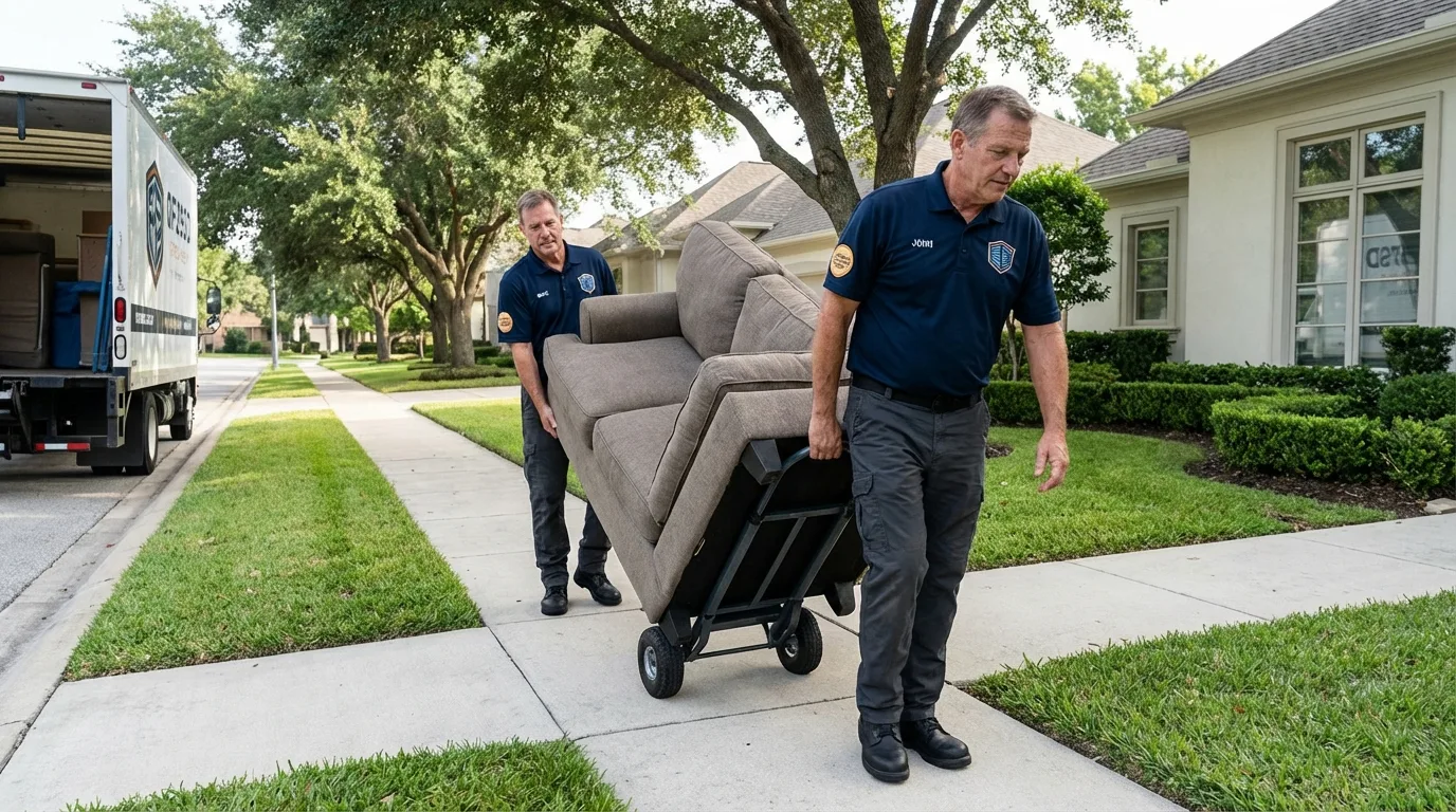 Local residential moving crew loading furniture in Electric City, WA