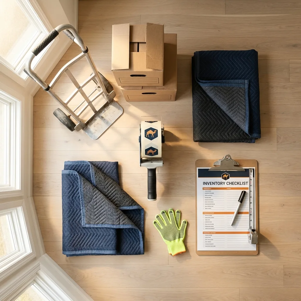 Professional moving supplies and packing materials layout for Electric City residential relocations